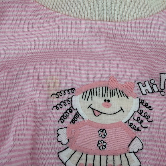 Vintage 80s 90s Health-Tex Little Girl Pink White Striped Dress, NWT, Girls 3T - Picture 4 of 8